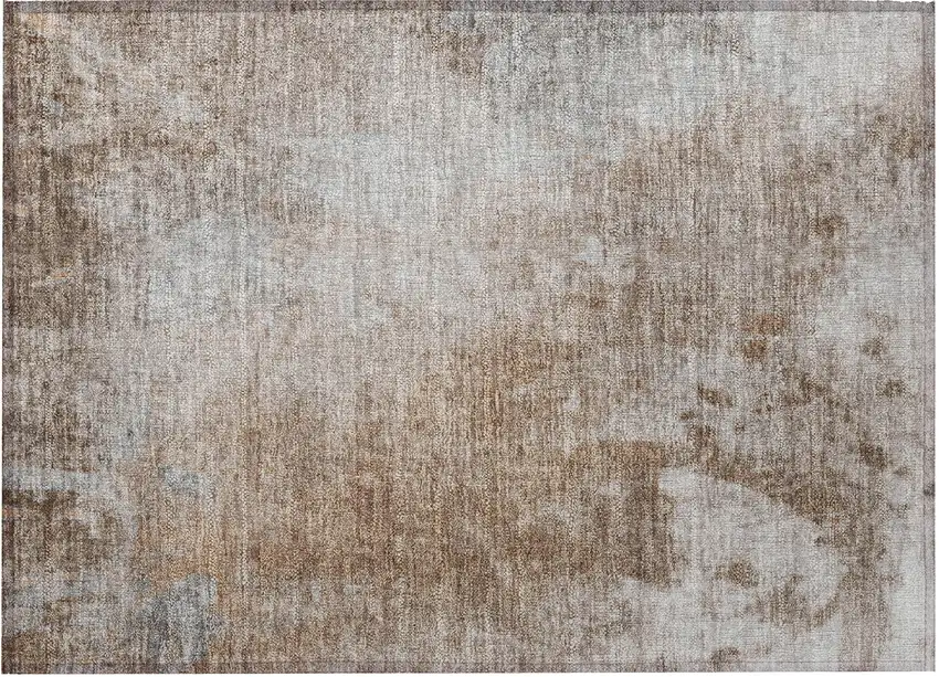 Brown and Off White Abstract Washable Non Skid Area Rug With UV Protection Photo 4