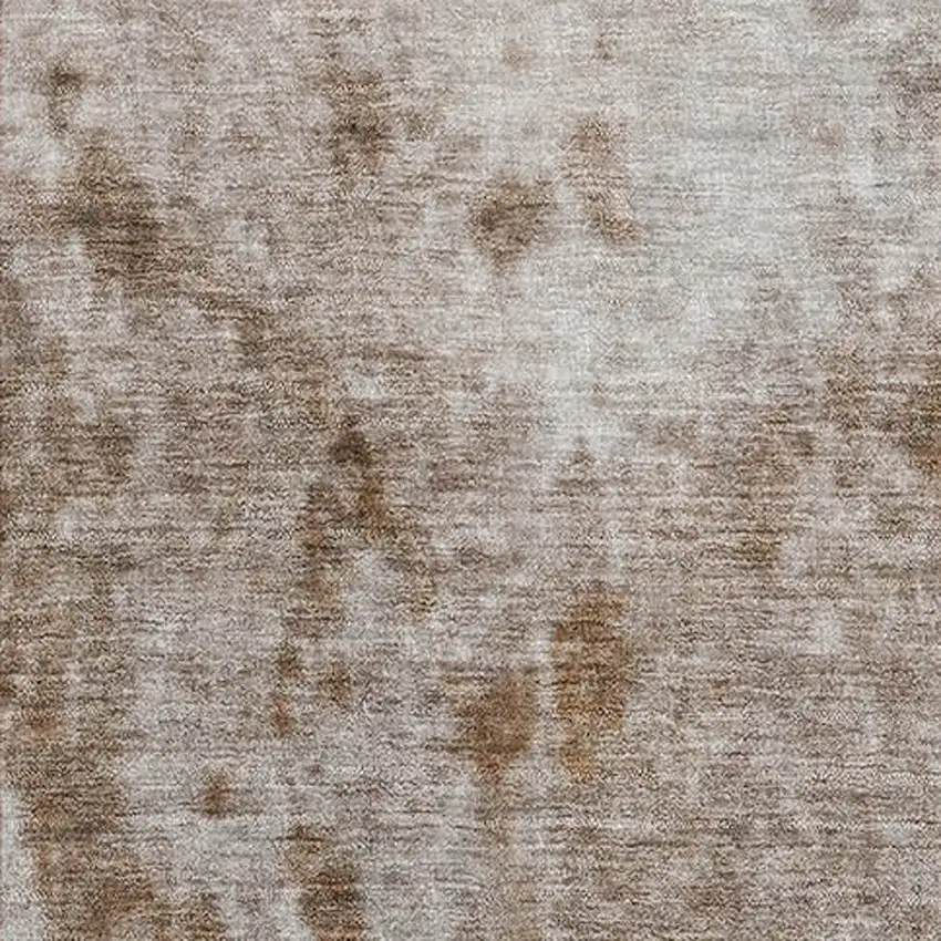 8' Brown And Off White Abstract Washable Indoor Outdoor Runner Rug Photo 9