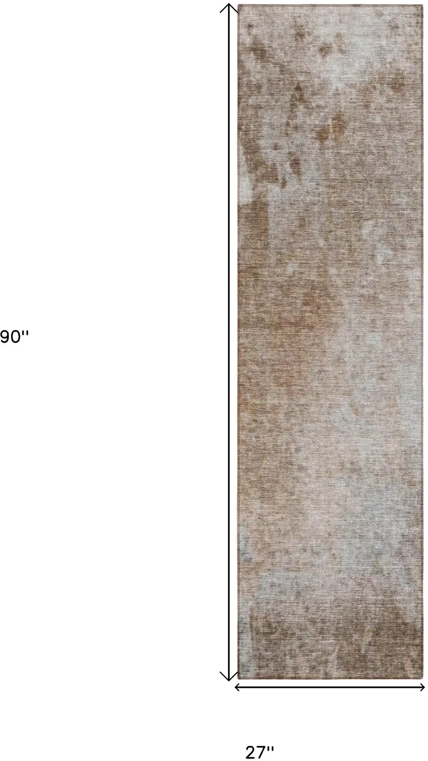 Brown and Off White Abstract Washable Non Skid Runner Rug With UV Protection Photo 3
