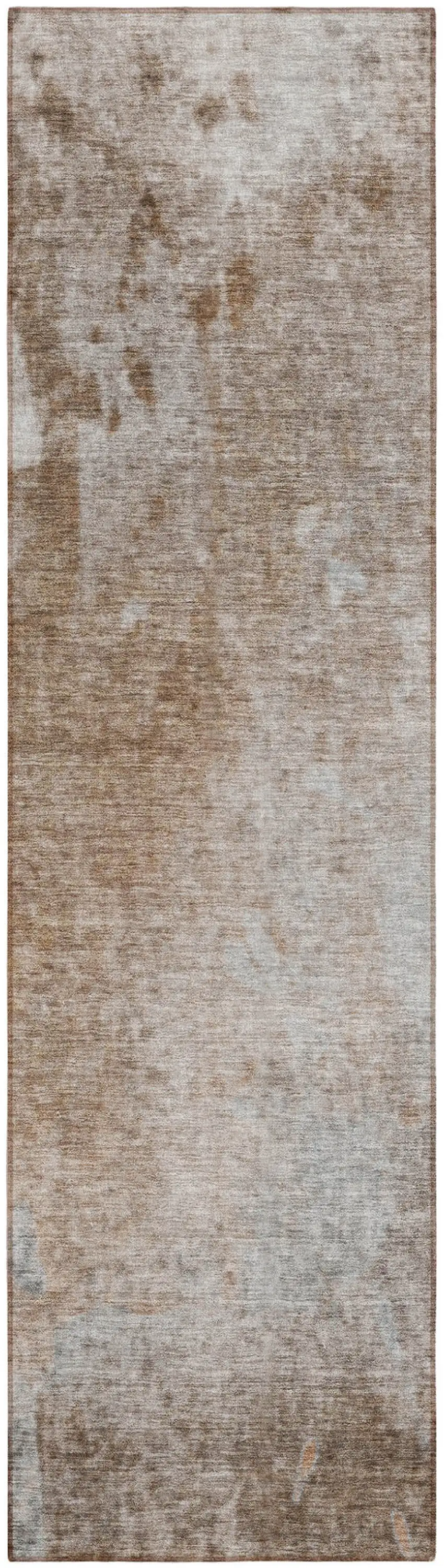Brown and Off White Abstract Washable Non Skid Runner Rug With UV Protection Photo 2