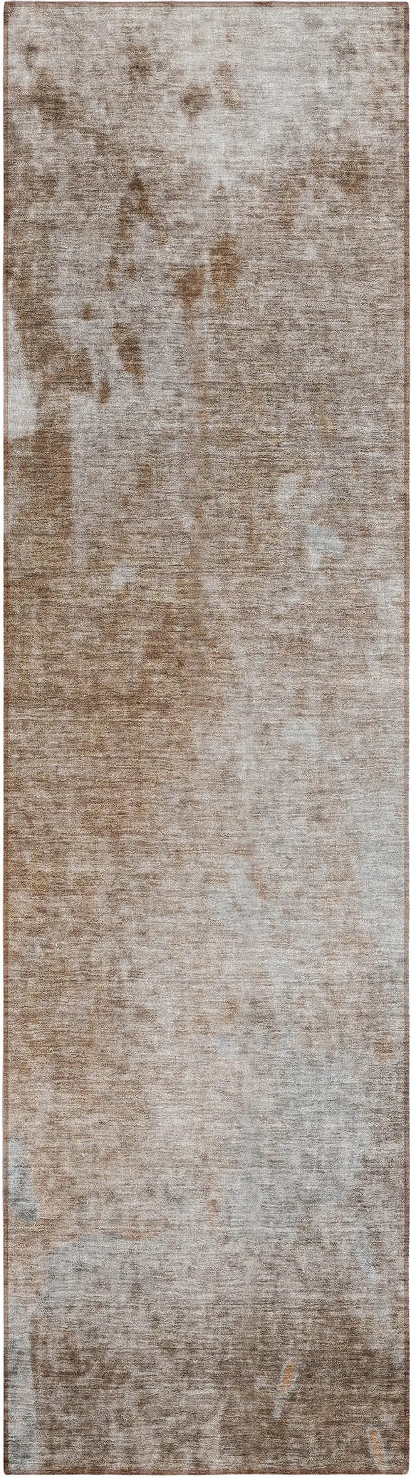 Brown and Off White Abstract Washable Non Skid Runner Rug With UV Protection Photo 2