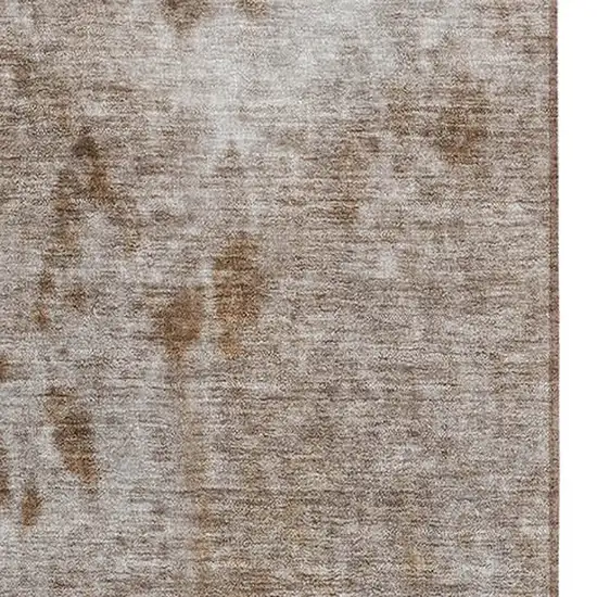 8' Brown And Off White Abstract Washable Indoor Outdoor Runner Rug Photo 8