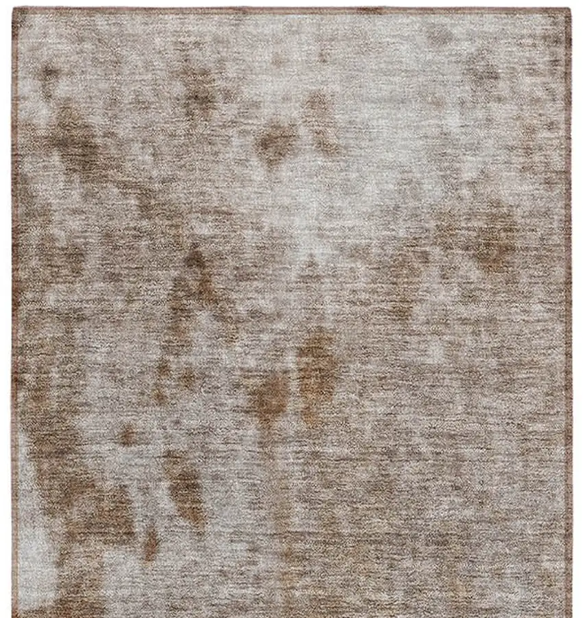 Brown and Off White Abstract Washable Non Skid Runner Rug With UV Protection Photo 4