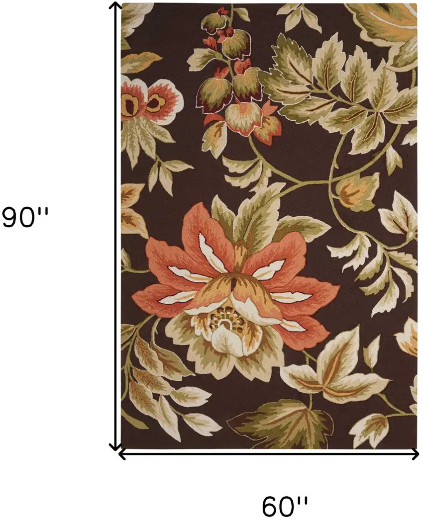Brown and Orange Botanical Leaves Hand Carved Handmade Area Rug Photo 9