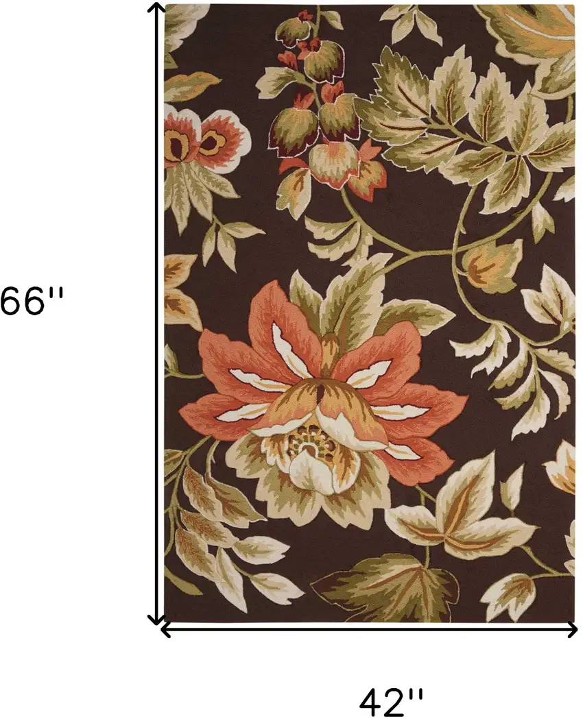 Brown and Orange Botanical Leaves Hand Carved Handmade Area Rug Photo 9