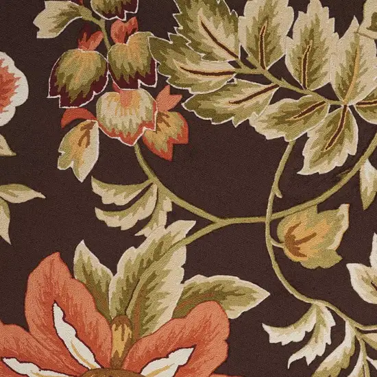 Brown and Orange Botanical Leaves Hand Carved Handmade Area Rug Photo 2