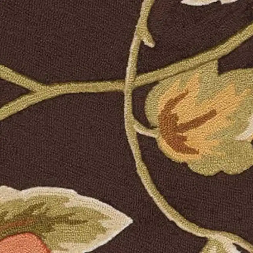 Brown and Orange Botanical Leaves Hand Carved Handmade Area Rug Photo 6