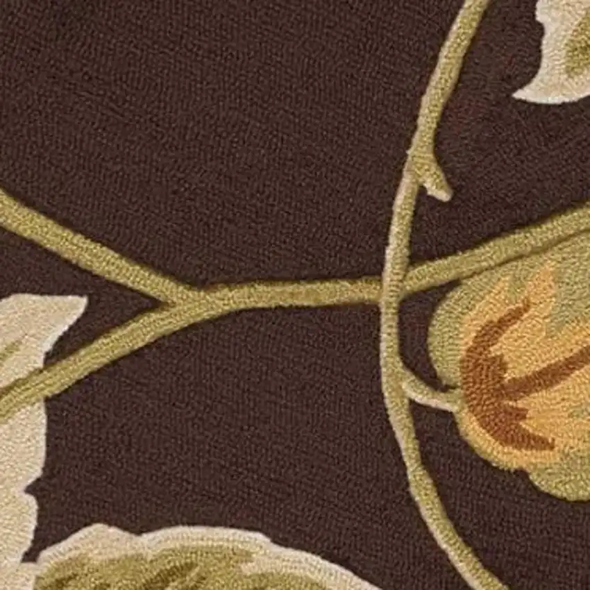 Brown and Orange Botanical Leaves Hand Carved Handmade Area Rug Photo 4