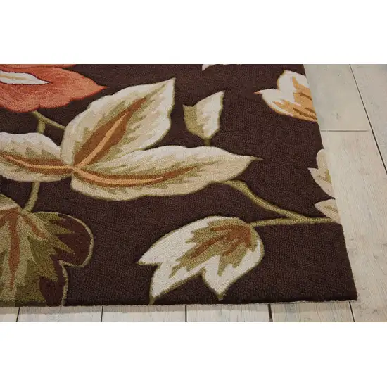 Brown and Orange Botanical Leaves Hand Carved Handmade Area Rug Photo 9