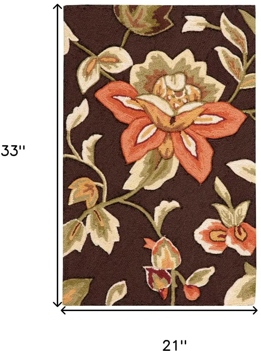 Brown and Orange Floral Hand Carved Handmade Area Rug Photo 3