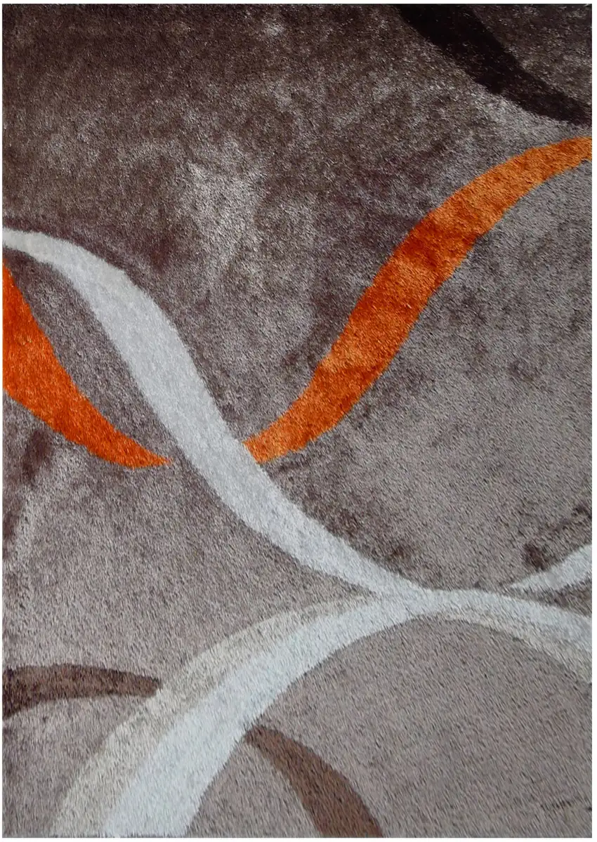 Brown and Orange Shag Hand Tufted Area Rug Photo 1
