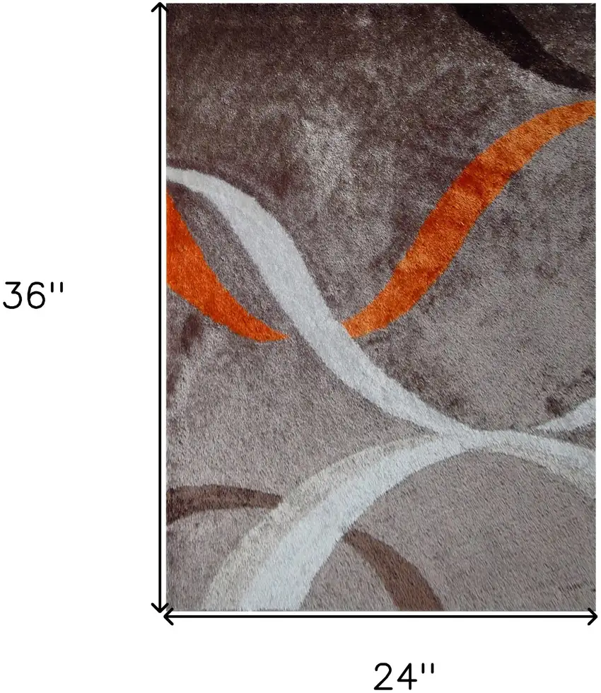 Brown and Orange Shag Hand Tufted Area Rug Photo 4