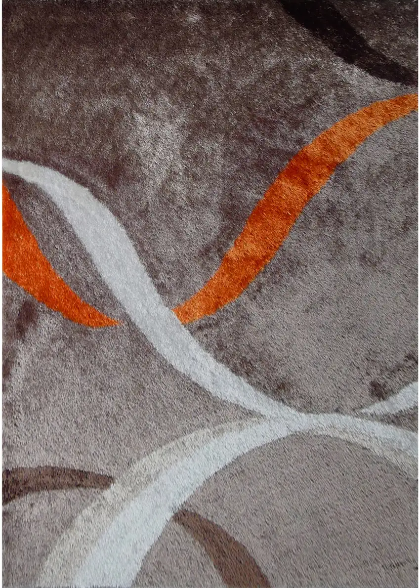 Brown and Orange Shag Hand Tufted Area Rug Photo 1