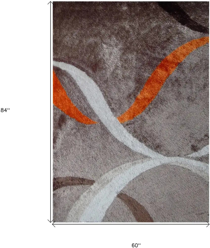 Brown and Orange Shag Hand Tufted Area Rug Photo 4