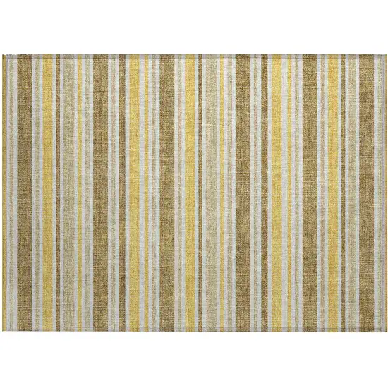 Brown and Orange Striped Washable Indoor Outdoor Area Rug Photo 2