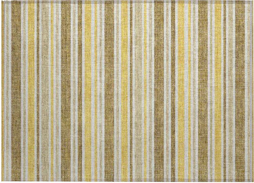 Brown and Orange Striped Washable Indoor Outdoor Area Rug Photo 2