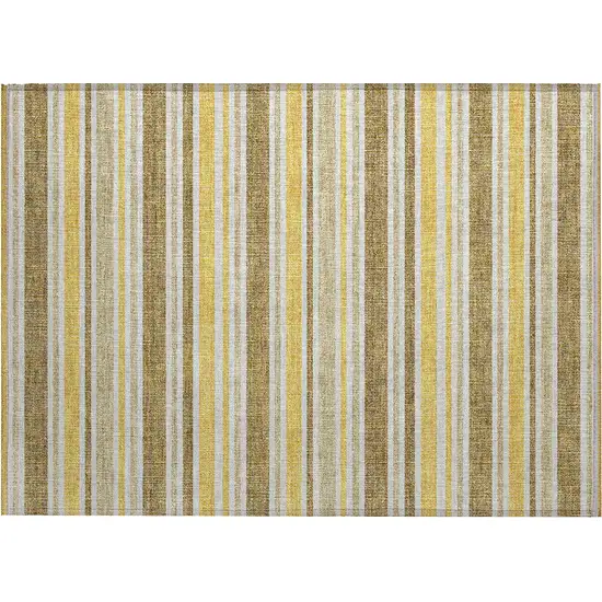 Brown and Orange Striped Washable Indoor Outdoor Area Rug Photo 2