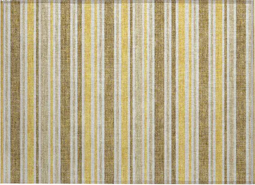 Brown and Orange Striped Washable Indoor Outdoor Area Rug Photo 2