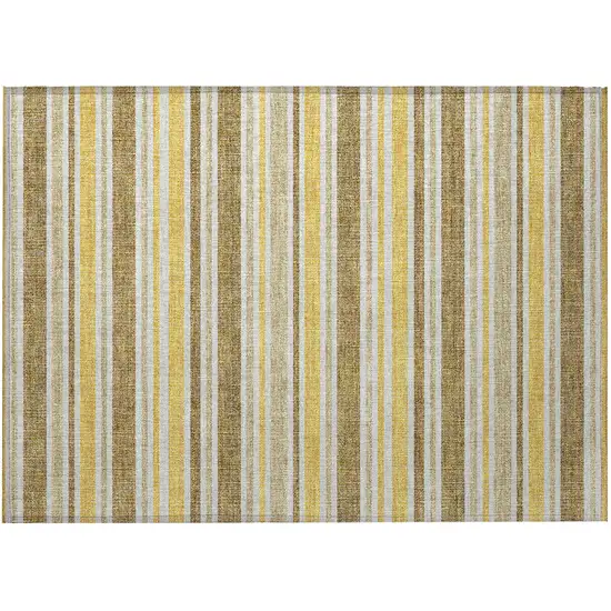 Brown and Orange Striped Washable Non Skid Indoor Outdoor Area Rug Photo 5