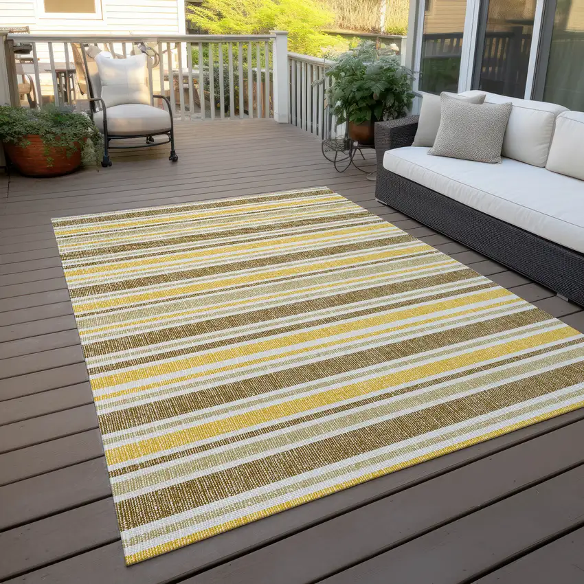 Brown and Orange Striped Washable Non Skid Indoor Outdoor Area Rug Photo 9