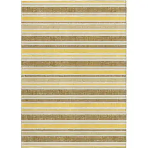 Photo of Brown and Orange Striped Washable Non Skid Indoor Outdoor Area Rug