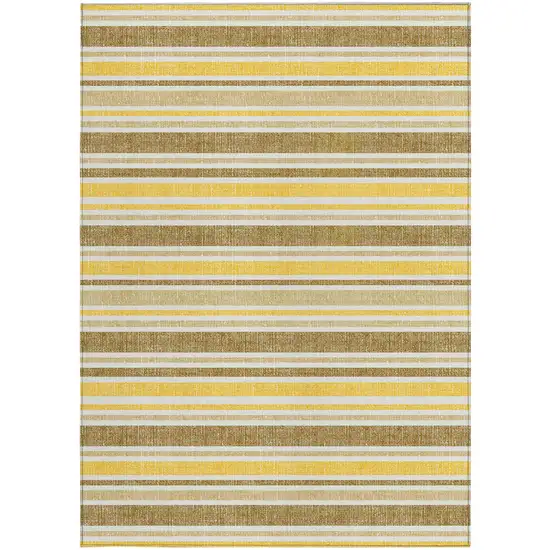 Brown and Orange Striped Washable Non Skid Indoor Outdoor Area Rug Photo 4