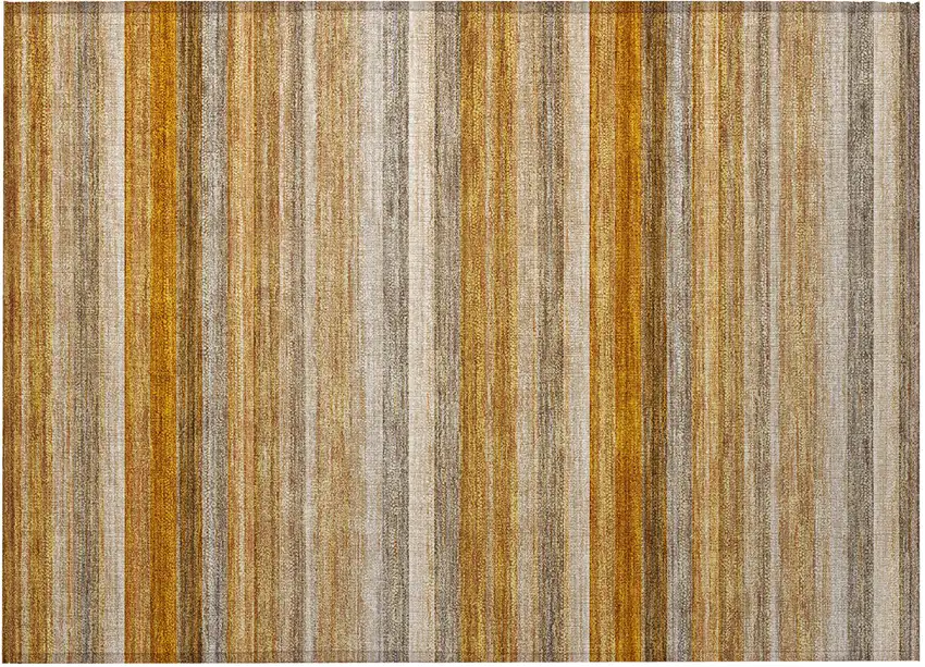 Brown and Orange Striped Washable Non Skid Indoor Outdoor Area Rug Photo 5