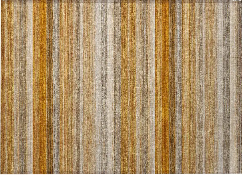 Brown and Orange Striped Washable Non Skid Indoor Outdoor Area Rug Photo 4