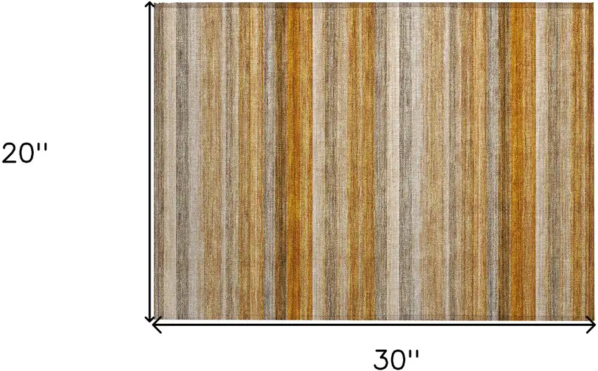 Brown and Orange Striped Washable Non Skid Indoor Outdoor Area Rug Photo 3