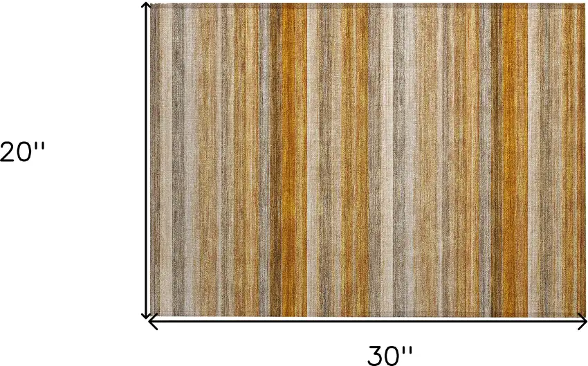 Brown and Orange Striped Washable Non Skid Indoor Outdoor Area Rug Photo 3
