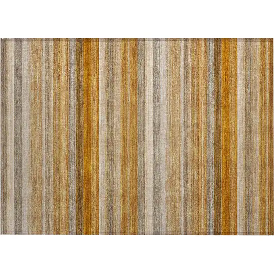 Brown and Orange Striped Washable Non Skid Indoor Outdoor Area Rug Photo 2