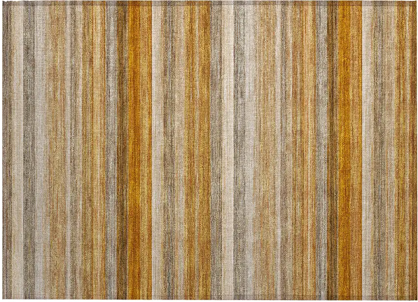 Brown and Orange Striped Washable Non Skid Indoor Outdoor Area Rug Photo 2