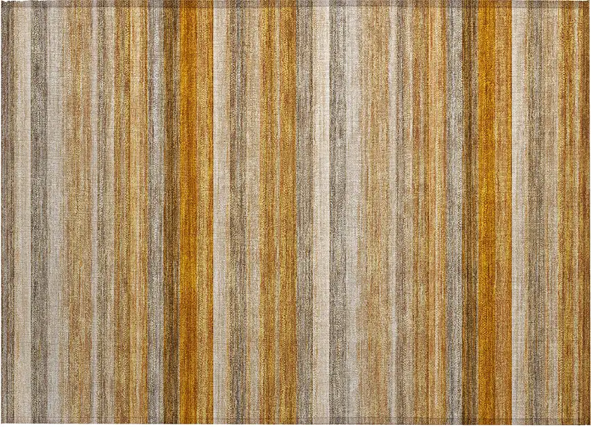 Brown and Orange Striped Washable Non Skid Indoor Outdoor Area Rug Photo 2
