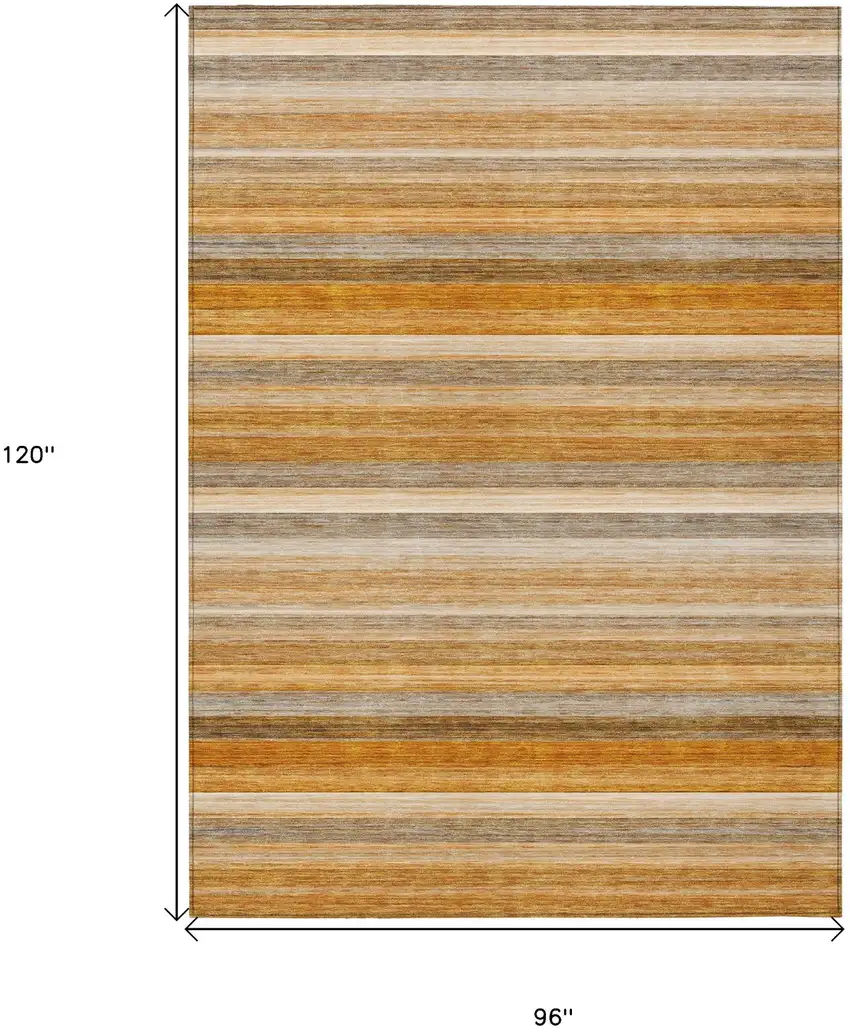 Brown and Orange Striped Washable Non Skid Indoor Outdoor Area Rug Photo 3