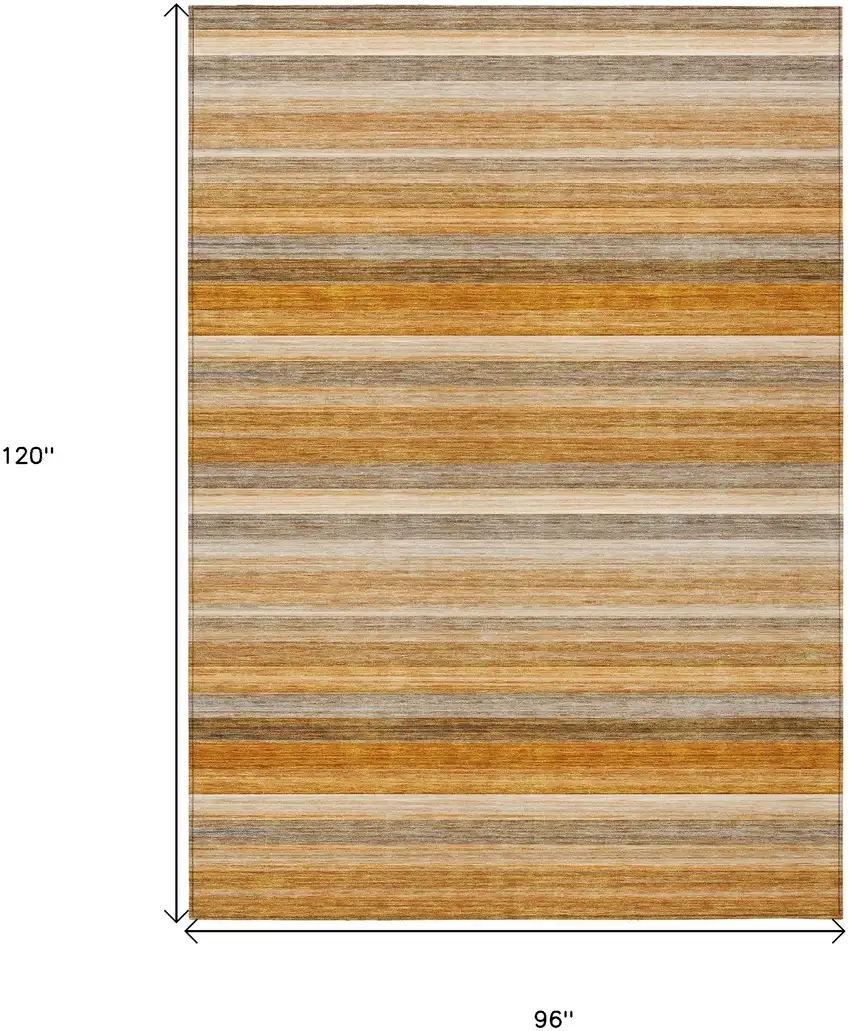 Brown and Orange Striped Washable Non Skid Indoor Outdoor Area Rug Photo 3