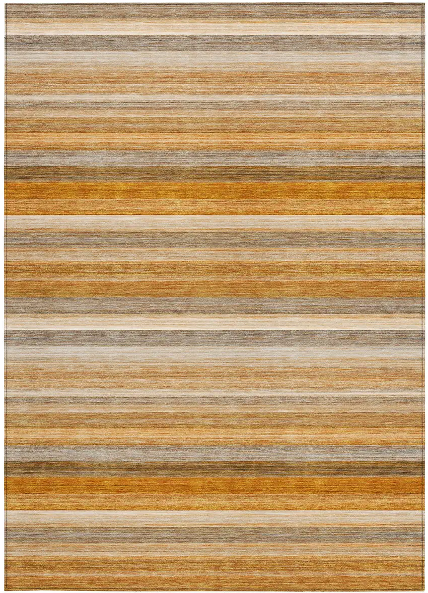 Brown and Orange Striped Washable Non Skid Indoor Outdoor Area Rug Photo 4