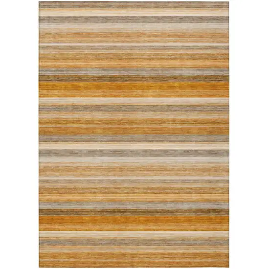Brown and Orange Striped Washable Non Skid Indoor Outdoor Area Rug Photo 2