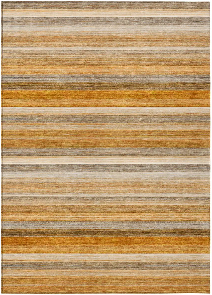 Brown and Orange Striped Washable Non Skid Indoor Outdoor Area Rug Photo 2