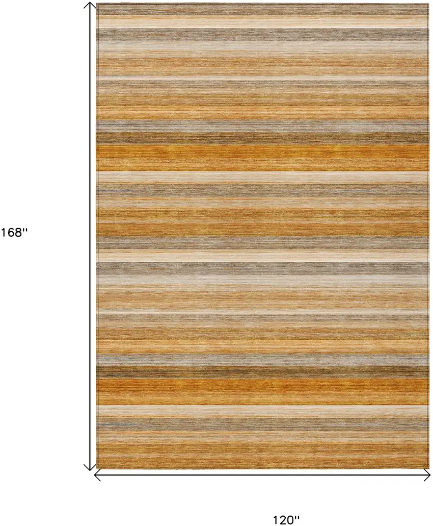 Brown and Orange Striped Washable Non Skid Indoor Outdoor Area Rug Photo 3