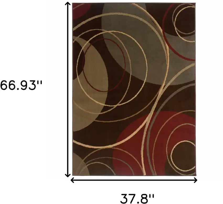 Brown and Red Abstract  Area Rug Photo 6
