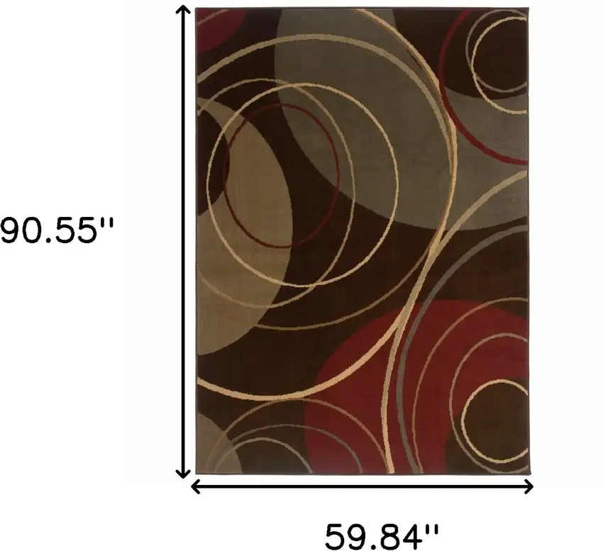 Brown And Red Abstract Area Rug Photo 3