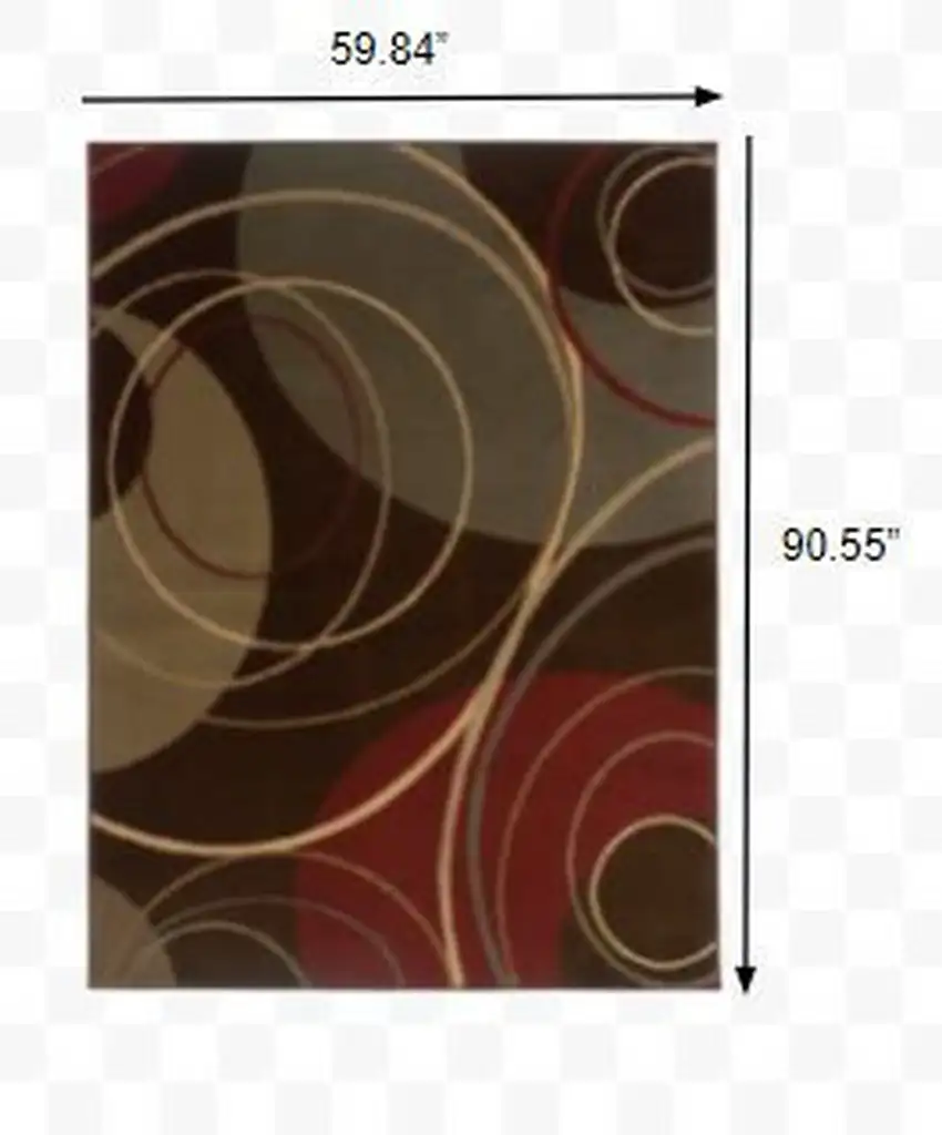Brown and Red Abstract  Area Rug Photo 5