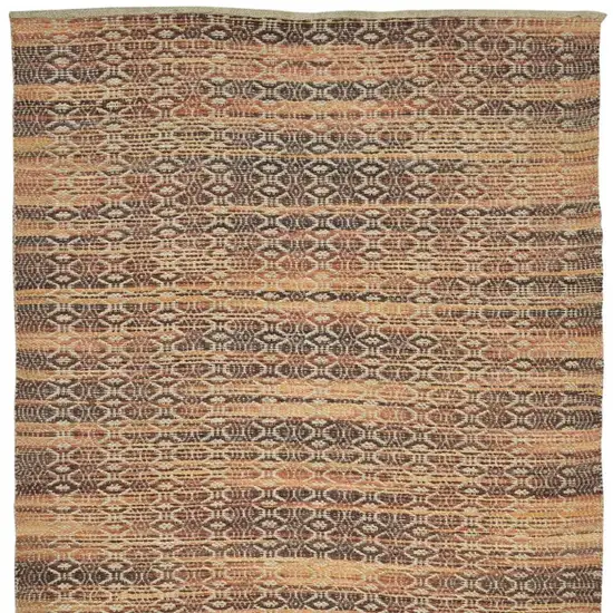 Brown Natural And Orange Jute Blend Geometric Flatweave Handmade Area Rug Photo 5