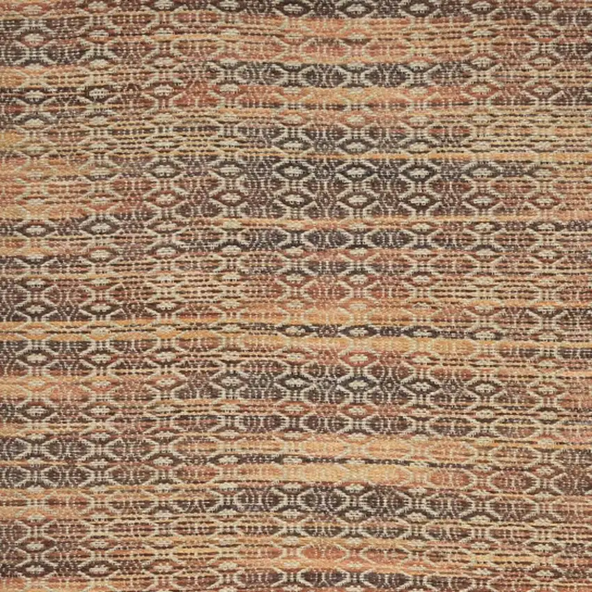 Brown Natural And Orange Jute Blend Geometric Flatweave Handmade Area Rug Photo 4