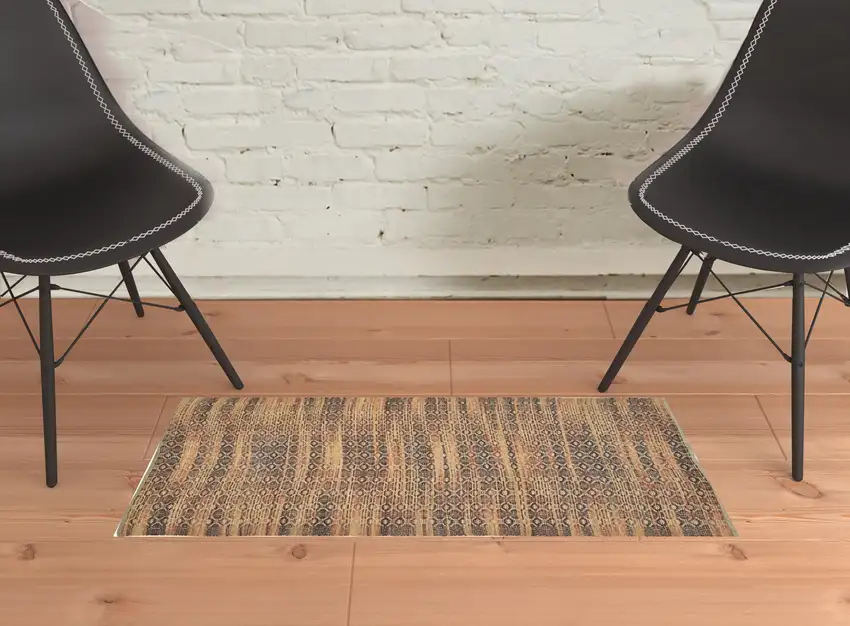 Brown and Red Geometric Flatweave Handmade Area Rug Photo 2