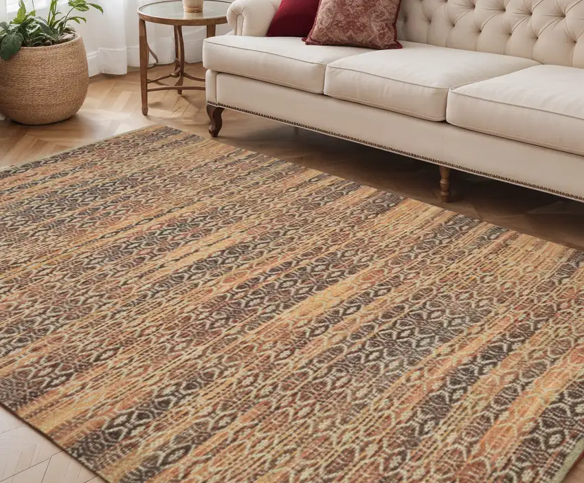 Tan and Red Geometric Flatweave Handmade Area Rug Photo 1