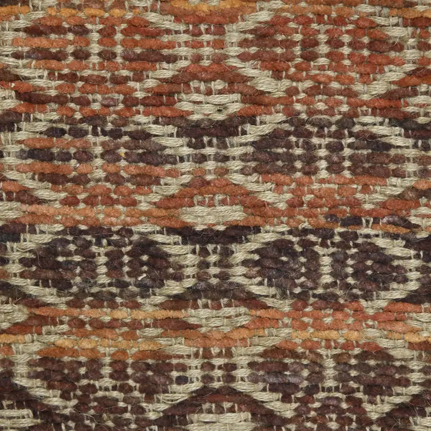Brown and Red Geometric Flatweave Handmade Area Rug Photo 3