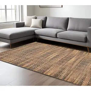 Photo of Brown and Red Geometric Flatweave Handmade Area Rug