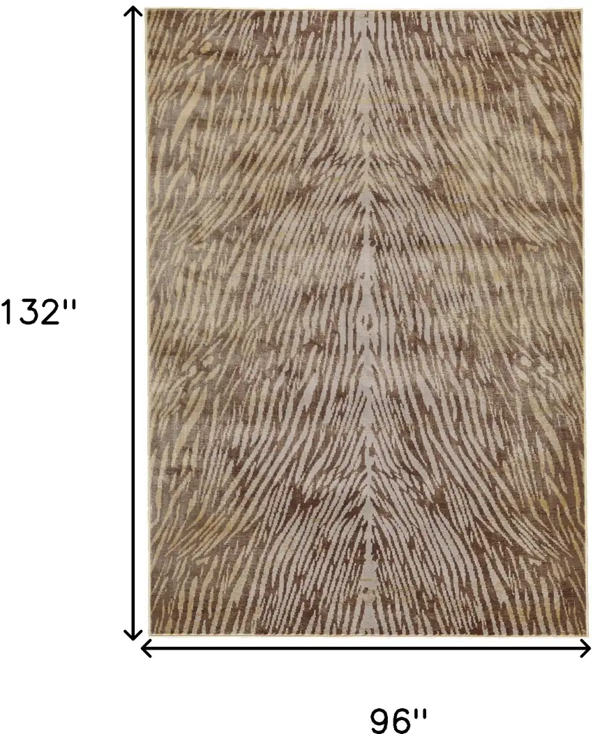 Brown and Tan Animal Print Power Loom Area Rug Photo 3