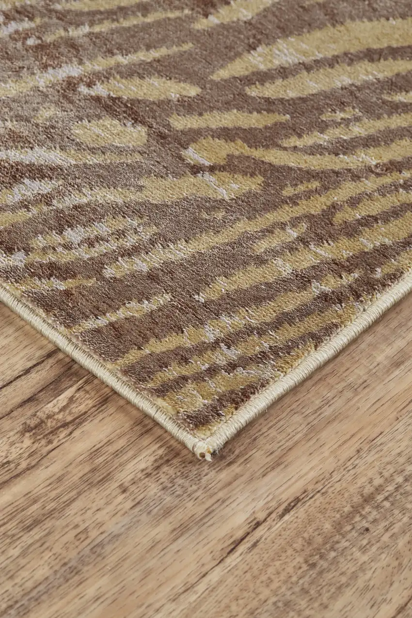 Brown and Tan Animal Print Power Loom Area Rug Photo 7